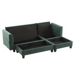 83"W L-Shaped Sectional Sofa With Movable Storage Ottoman & 6 Pillows, Chenille Upholstery Couch With Side Pockets - ModernLuxe -Baxton Studio Shop GUEST 96476aca 77e7 4cfe 901d b999c5e73714