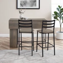 3pc Counter Height Drop Leaf Dining Set Gray Wash - Saracina Home -Baxton Studio Shop GUEST 96762721 7df9 4e01 baca 36dc965f4255