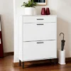 VANIRROR Freestanding Shoe Cabinet With Metal Legs, 2 Flip Drawers, Modern Shoe Storage Organizer With Drawers For Entryway