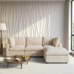 Cloud Sectional Couches For Living Room,100.5" Convertible L Shaped Couch With Ottoman, 4 Seater Modular Sectional Sofa,Furniture Sets -Baxton Studio Shop GUEST 96a1fee2 7e1c 4543 9cb0 b1ceb9df8521