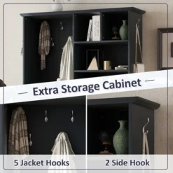 TIRAMISUBEST Hall Tree With Bench & Storage - 5-in-1 Entryway Organizer With Drawers, Antique Blue -Baxton Studio Shop GUEST 96ac6c30 ad3d 41ba af32 f70ab4b86d25