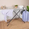 Household Essentials Ultra Ironing Board 4-Leg Cotton Cover Matte Black Frame Gray Cover: Collapsible Metal, 63" X 14.17"