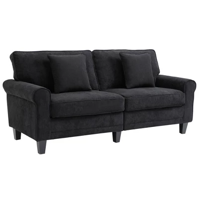 HOMCOM Modern 3-Seater Sofa 78" Thick Padded Comfy Couch With 2 Pillows, Corduroy Fabric Upholstery, Pine Wood Legs And Rounded Arms For Living Room 5 HOMCOM Modern 3-Seater Sofa 78" Thick Padded Comfy Couch With 2 Pillows, Corduroy Fabric Upholstery, Pine Wood Legs And Rounded Arms For Living Room - Image 5