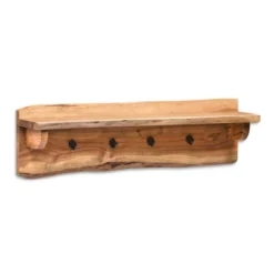 Alaterre Furniture Alpine Natural Brown Live Edge Wood Coat Hooks With Shelf -Baxton Studio Shop GUEST 96fec616 36c2 4b71 b9b9 082017d993fb