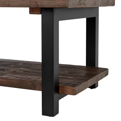 Alaterre Furniture 42" Pomona Wide Coffee Table Wood Rustic Natural: Fixed Shelf, Metal Frame, Living Room Furniture 12 Alaterre Furniture 42" Pomona Wide Coffee Table Wood Rustic Natural: Fixed Shelf, Metal Frame, Living Room Furniture - Image 12