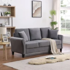 Clio Velvet Upholstered 3 Seater Sofa Couch,78 Inches Long Sofas,Modern Velvet Couch 3 Seater Sofa With 2 Pillow-Maison Boucle -Baxton Studio Shop GUEST 972546bb 372f 4b2b a667 01ecd56bdc62