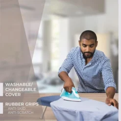 Bartnelli 24"x14" Tabletop Ironing Board, Cotton Cover, Foldable, Steel Legs, Blue -Baxton Studio Shop GUEST 973e5c73 7f81 40d7 a03c 435c68683288