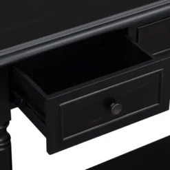 Retro Circular Curved Design Wooden Console Table With Open Style Shelf And Two Top Drawers-ModernLuxe 23 Retro Circular Curved Design Wooden Console Table With Open Style Shelf And Two Top Drawers-ModernLuxe -Baxton Studio Shop GUEST 9794c5c1 93cc 4ad1 8933 e42657896462