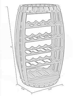 Vintiquewise Rustic Barrel Shaped Wooden Wine Rack For 23 Bottles 5 Vintiquewise Rustic Barrel Shaped Wooden Wine Rack For 23 Bottles - Image 5