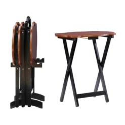 Austin Tray Table Set Black/Hazelnut - Powell Company -Baxton Studio Shop GUEST 97c0ca98 f19b 4dcc 8def 5a17ff98e2c7