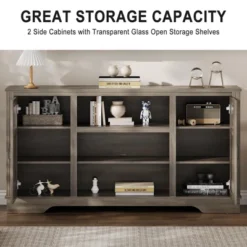 34'' Tall Farmhouse LED TV Stand,Entertainment Center With Storage,TV Media Console Table For TV Up To 65 Inch,TV Table -Baxton Studio Shop GUEST 97c92d6b 2ab0 4f49 b6b7 f9ac6ed52e41