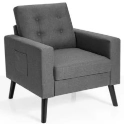 Modern Accent Armchair Upholstered Single Sofa Chair W/ 2-Side Pockets NavyBeigeGrey -Baxton Studio Shop GUEST 97caa047 935b 462e aeec 27468d26e50f