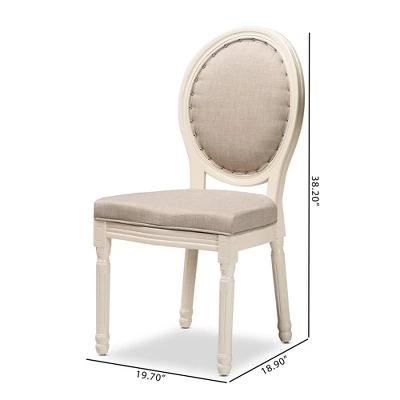 Set Of 2 Louis Fabric Upholstered Dining Chairs With Nailhead Trim - Baxton Studio 8 Set Of 2 Louis Fabric Upholstered Dining Chairs With Nailhead Trim - Baxton Studio - Image 8