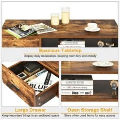 Costway Retro Coffee Table Mid Century Modern Living Room Furniture W/Open Storage Shelf -Baxton Studio Shop GUEST 980cd7aa 36ce 4afa b567 d6523f3de0af