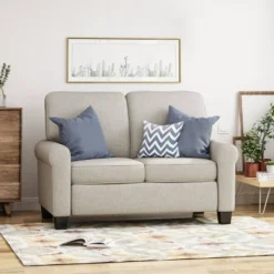 Bernietta Mid-Century Modern Minimal Loveseat Beige - Christopher Knight Home
