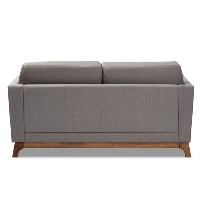 Baxton Studio Sava Fabric Upholstered Walnut Wood 2 Seater Loveseat Gray - BaxtonStudio 6 Baxton Studio Sava Fabric Upholstered Walnut Wood 2 Seater Loveseat Gray - BaxtonStudio - Image 6