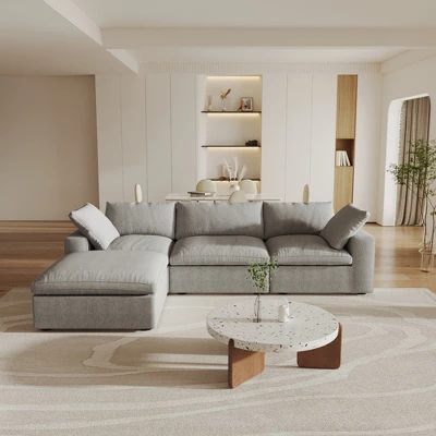 WJShome 4Piece Sectional Sofa Couch,120.45" Down Filled Cloud Modular Couch With Storage Ottoman 11 WJShome 4Piece Sectional Sofa Couch,120.45" Down Filled Cloud Modular Couch With Storage Ottoman - Image 11