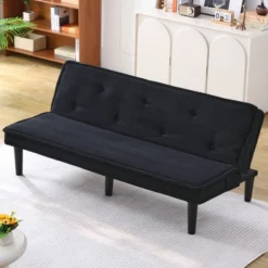 66'' Soft Corduroy Fabric Sofa Bed With Button-Tufted Backrest, Convertible For Living Room, Apartment And Bedroom -Baxton Studio Shop GUEST 98abcaa5 0926 4033 a001 55b0e363b784