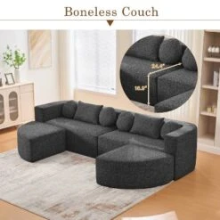 114.9"W Modular Sectional Sofa With Curved Design, Free-Combined Boucle Fabric Sofa Bed - ModernLuxe 17 114.9"W Modular Sectional Sofa With Curved Design, Free-Combined Boucle Fabric Sofa Bed - ModernLuxe -Baxton Studio Shop GUEST 98dd9900 efc6 40ab 81d2 38382ecae532