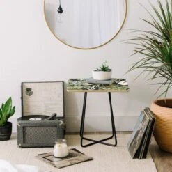 Marta Barragan Camarasa Dark Watercolor Jungle Side Table Black - Deny Designs -Baxton Studio Shop GUEST 9981f474 382e 49e6 8e48 c52f03a3bd85