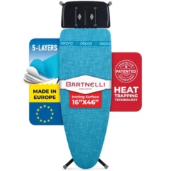 Bartnelli Wooden Top Ironing Board, 5-Layer Steam-Reflecting Cover, Adjustable Height, 46x16” -Baxton Studio Shop GUEST 99c1f688 3b1c 47e5 8f88 240ceefb678d