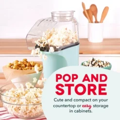 Dash 16 Cup Electric Popcorn Maker - Aqua: 1400W Popcorn Popper, 8 Kernel Capacity, Easy Clean, Metal & Plastic -Baxton Studio Shop GUEST 99d67c50 0fb6 44d2 bab0 8e415b28bc6b