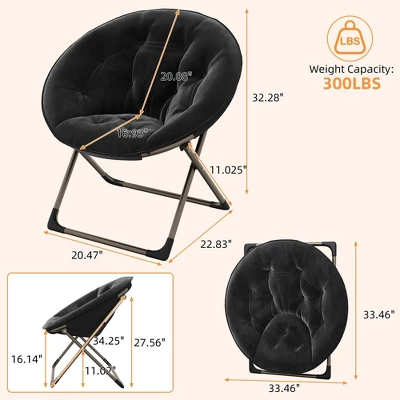 Comfy Oversized Saucer Chair For Adults, Soft Faux Fur Plush Folding Moon Chair, Metal Frame Reading Lounge Chair For Bedroom Living Room Dorm Office 2 Comfy Oversized Saucer Chair For Adults, Soft Faux Fur Plush Folding Moon Chair, Metal Frame Reading Lounge Chair For Bedroom Living Room Dorm Office - Image 2