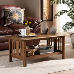 Rylie Rectangular Wood Coffee Table Brown - Baxton Studio: Mission Style, Lower Shelf Storage 10 Rylie Rectangular Wood Coffee Table Brown - Baxton Studio: Mission Style, Lower Shelf Storage -Baxton Studio Shop GUEST 9a4f4960 bfb4 43ae b13d c6c016ffaf4c