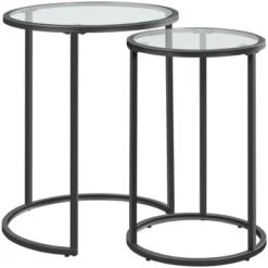 Yaheetech Round Nesting End Table Set With Metal Frame And Glass Top For Living Room -Baxton Studio Shop GUEST 9a9a1d42 aa9e 47c1 ac4e e2b2a93299f6