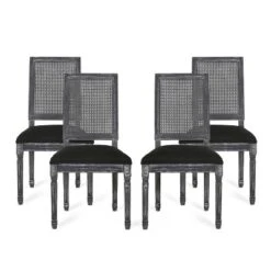 Christopher Knight Home Brownell French Country Wood And Cane Upholstered Dining Chairs (Set Of 4) -Baxton Studio Shop GUEST 9aa449a1 0e4e 4ea3 9f92 129f6464f881