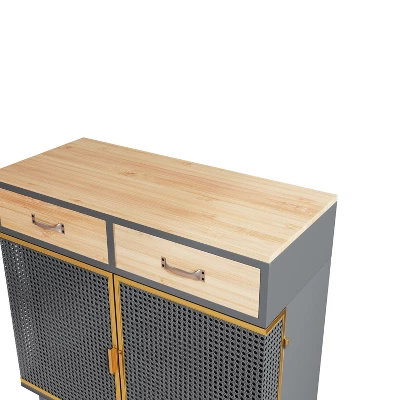 31.5" Modern Carbonized Bamboo Sideboard With 2 Drawers - ModernLuxe 6 31.5" Modern Carbonized Bamboo Sideboard With 2 Drawers - ModernLuxe - Image 6