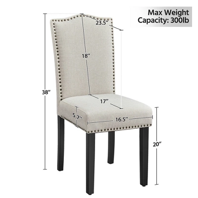 Yaheetech Set Of 2 Modern Fabric Upholstered Dining Chairs For Living Room Dining Room, Beige 2 Yaheetech Set Of 2 Modern Fabric Upholstered Dining Chairs For Living Room Dining Room, Beige - Image 2