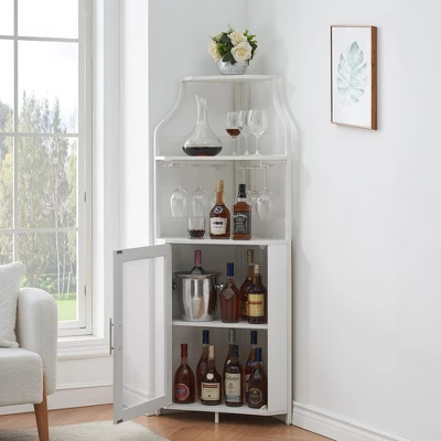 GustoWave 61'' Tall Corner Wine Bar Cabinet With Adjustable Shelves, 5-Tier Industrial Bar Cabinet With Glass Holder, Bar With Mesh Door 13 GustoWave 61'' Tall Corner Wine Bar Cabinet With Adjustable Shelves, 5-Tier Industrial Bar Cabinet With Glass Holder, Bar With Mesh Door - Image 13