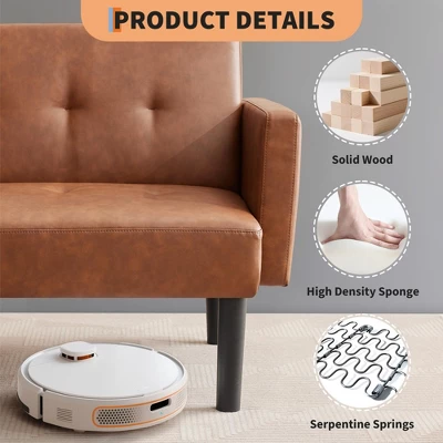 GustoWave 75.5" Convertible Futon Sofa Bed, Soft Upholstered Futon Couch, Fabric Sleeper Sofa With Adjustable Backrest 3 GustoWave 75.5" Convertible Futon Sofa Bed, Soft Upholstered Futon Couch, Fabric Sleeper Sofa With Adjustable Backrest - Image 3