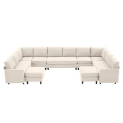Hyleory Spacious 12-Seater U-Shaped Modular Sofa With Ottomans,Relaxed Style, Reconfigurable Design -Baxton Studio Shop GUEST 9b4ea2be 9e04 4b7f a694 0139b761bee1