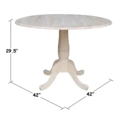Timothy Round Drop Leaf Table - Unfinished - International Concepts -Baxton Studio Shop GUEST 9b51c420 9097 4c22 90d3 43768588f828