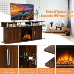 Costway 63'' Fireplace TV Stand W/18'' 1500W Electric Fireplace Up To 70'' Walnut 17 Costway 63'' Fireplace TV Stand W/18'' 1500W Electric Fireplace Up To 70'' Walnut -Baxton Studio Shop GUEST 9b607955 d0bf 4e23 80da eb8ab5cf2b09