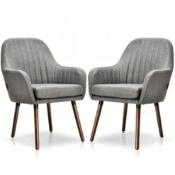 Costway Set Of 2 Accent Chairs Fabric Upholstered Armchairs W/Wooden Legs Beige/Gray 13 Costway Set Of 2 Accent Chairs Fabric Upholstered Armchairs W/Wooden Legs Beige/Gray -Baxton Studio Shop GUEST 9ba74088 7e4b 4cfe a874 2b2dd00cefdb
