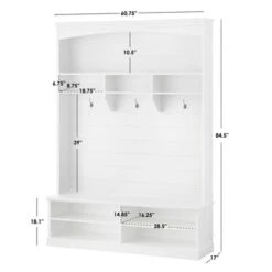 Buylateral Portage Shiplap Entry Cabinet White: Coastal Style Hall Tree, Laminated MDF, 3 Hooks -Baxton Studio Shop GUEST 9c099e7a 79bc 49f4 b037 0aff6a85d54d