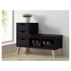 Arielle Modern And Contemporary Wood 3 - Drawer Shoe Entryway Benches With Two Open Shelves - Dark Brown - Baxton Studio 5 Arielle Modern And Contemporary Wood 3 - Drawer Shoe Entryway Benches With Two Open Shelves - Dark Brown - Baxton Studio -Baxton Studio Shop GUEST 9c88aeaa ff12 4238 907f 9ffe855e5215