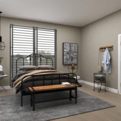 Industrial Metal And Brown Wood Bench Brown - Olivia & May -Baxton Studio Shop GUEST 9ccc5bf6 0efe 496b be8b 2840aca79350