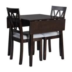 Foldable Dining Table Set For Small Space, 5 Pcs Set Farmhouse Style, Small Kitchen Table Set With Drop Leaf And 4 Dining Upholstered Chairs, Black 21 Foldable Dining Table Set For Small Space, 5 Pcs Set Farmhouse Style, Small Kitchen Table Set With Drop Leaf And 4 Dining Upholstered Chairs, Black -Baxton Studio Shop GUEST 9cd18112 6e63 4d68 94db c76a12116a18