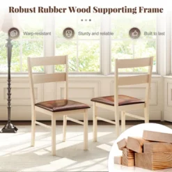 Costway Wooden Dining Chair Set Of 2/4 With Rubber Wood Frame Padded Seat For Kitchen 18 Costway Wooden Dining Chair Set Of 2/4 With Rubber Wood Frame Padded Seat For Kitchen -Baxton Studio Shop GUEST 9ce000cd 8451 4bcc 8805 3dbd14ddba7e