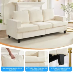 Mjkone 82" Chenille Straight Sectional Sofa ,Cloud Sleeper Comfy Upholstered 3-Seater Couch -Baxton Studio Shop GUEST 9ce18487 9806 40ef a0d7 3623fc317c03