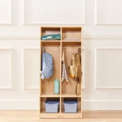 ECR4Kids 2-Section Coat Locker With Bench, Classroom Furniture, Natural 13 ECR4Kids 2-Section Coat Locker With Bench, Classroom Furniture, Natural -Baxton Studio Shop GUEST 9d3b0c34 9f42 432c b57c 8ce0d6e0e878