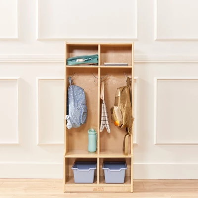 ECR4Kids 2-Section Coat Locker With Bench, Classroom Furniture, Natural 5 ECR4Kids 2-Section Coat Locker With Bench, Classroom Furniture, Natural - Image 5