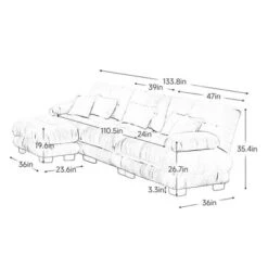 Oversized L Shaped Cloud Couch For Living Room Deep Seat Sofa Couch With Convertible Ottoman Chenille Light Coffee -Baxton Studio Shop GUEST 9d3ed125 783c 4aec b328 dca961bf5fff