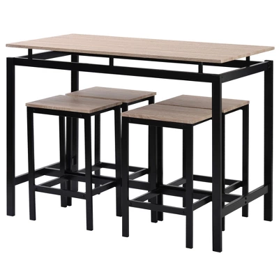 Modernluxe 5-Piece Kitchen Counter Height Table Set With 4 Chairs-Industrial 2 Modernluxe 5-Piece Kitchen Counter Height Table Set With 4 Chairs-Industrial - Image 2