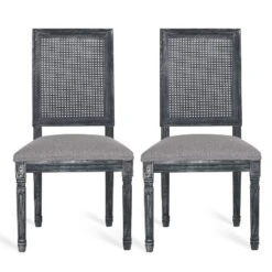Christopher Knight Home Brownell French Country Fabric Upholstered Wood And Cane Dining Chairs (Set Of 2) -Baxton Studio Shop GUEST 9d8cd5cd 11fd 421a b216 a37d2c69f4fb