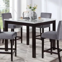 42" Brook Square Counter Height Dining Table With Faux Marble Top Espresso - HOMES: Inside + Out